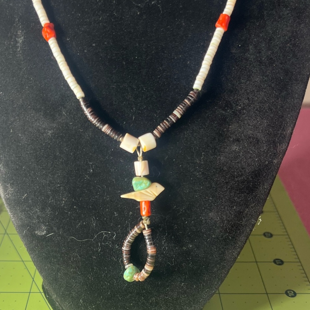 Turquoise Coral Fetish Vintage necklace